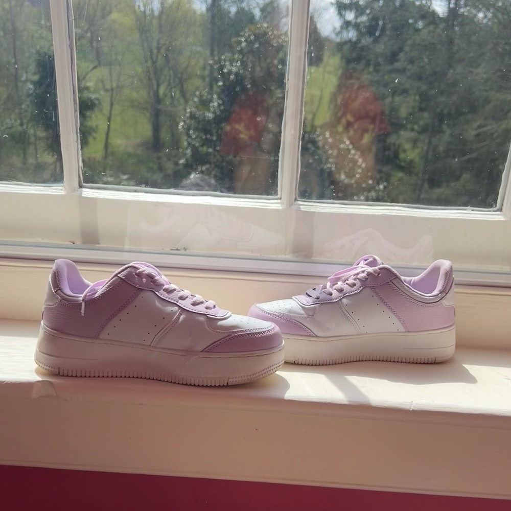 Purple and White Platform Sneakers